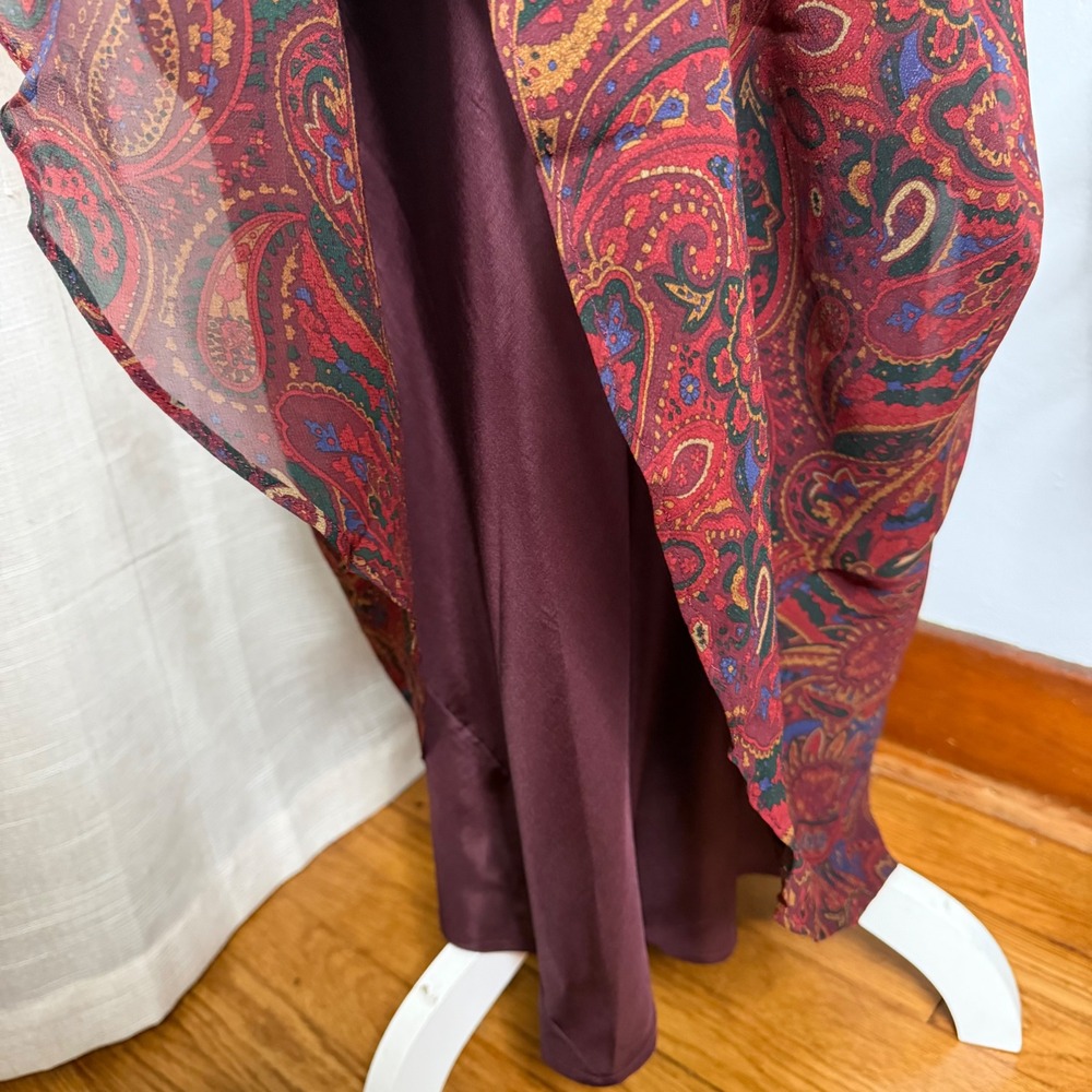 Vintage Lauren Ralph Lauren Maxi Dress Silk Paisley One Shoulder Women's Size 4 - Picture 8 of 10